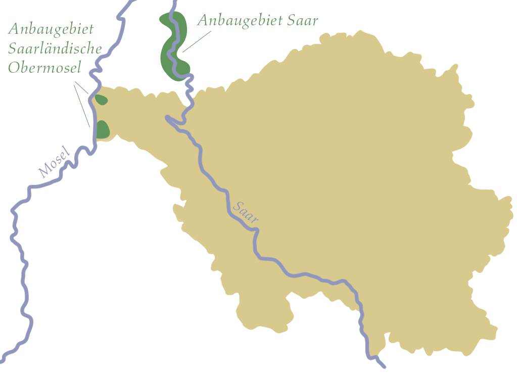 Lage saarl Weinanbaugebiet